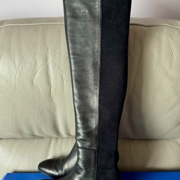 Stuart Weitzman Blaire over the knee black leather Wedge boots size 9 - Picture 14 of 16